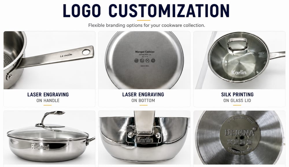Cookware logo customization examples